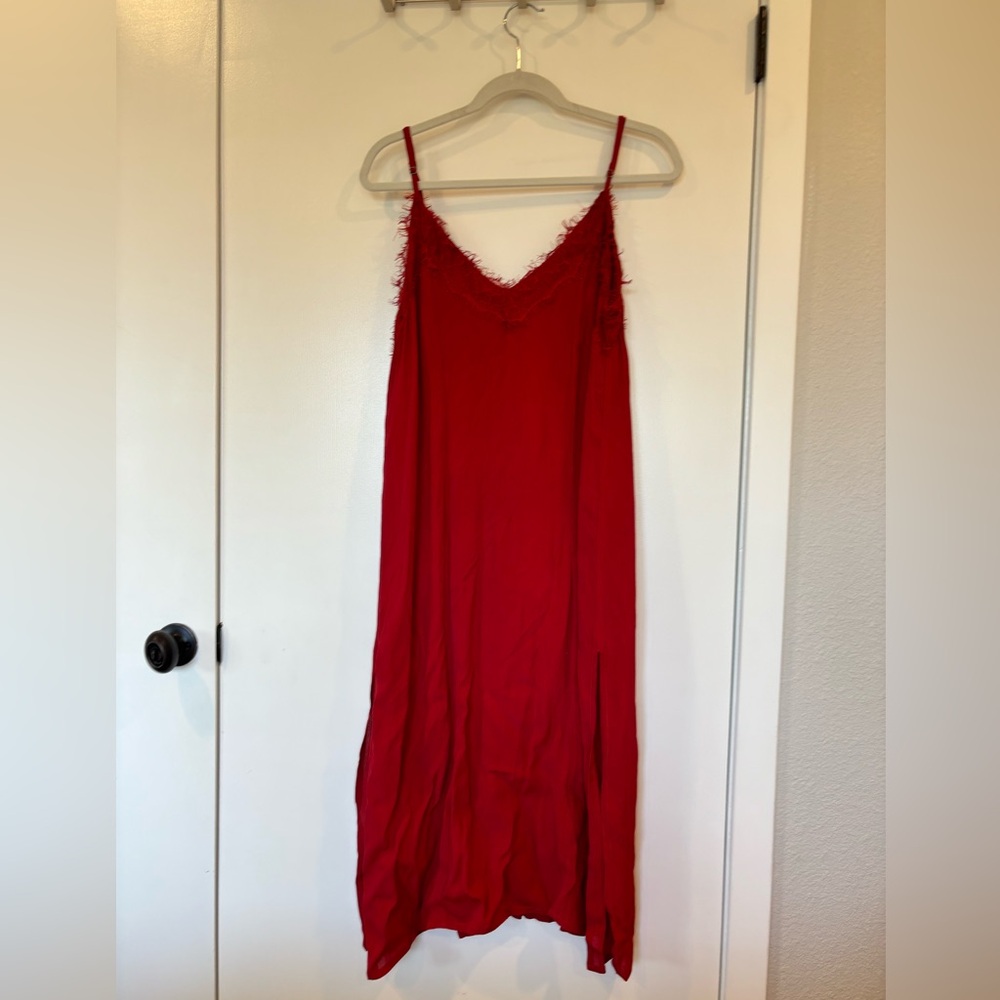 Cleobella Red Slip Dress with Lace Size Small